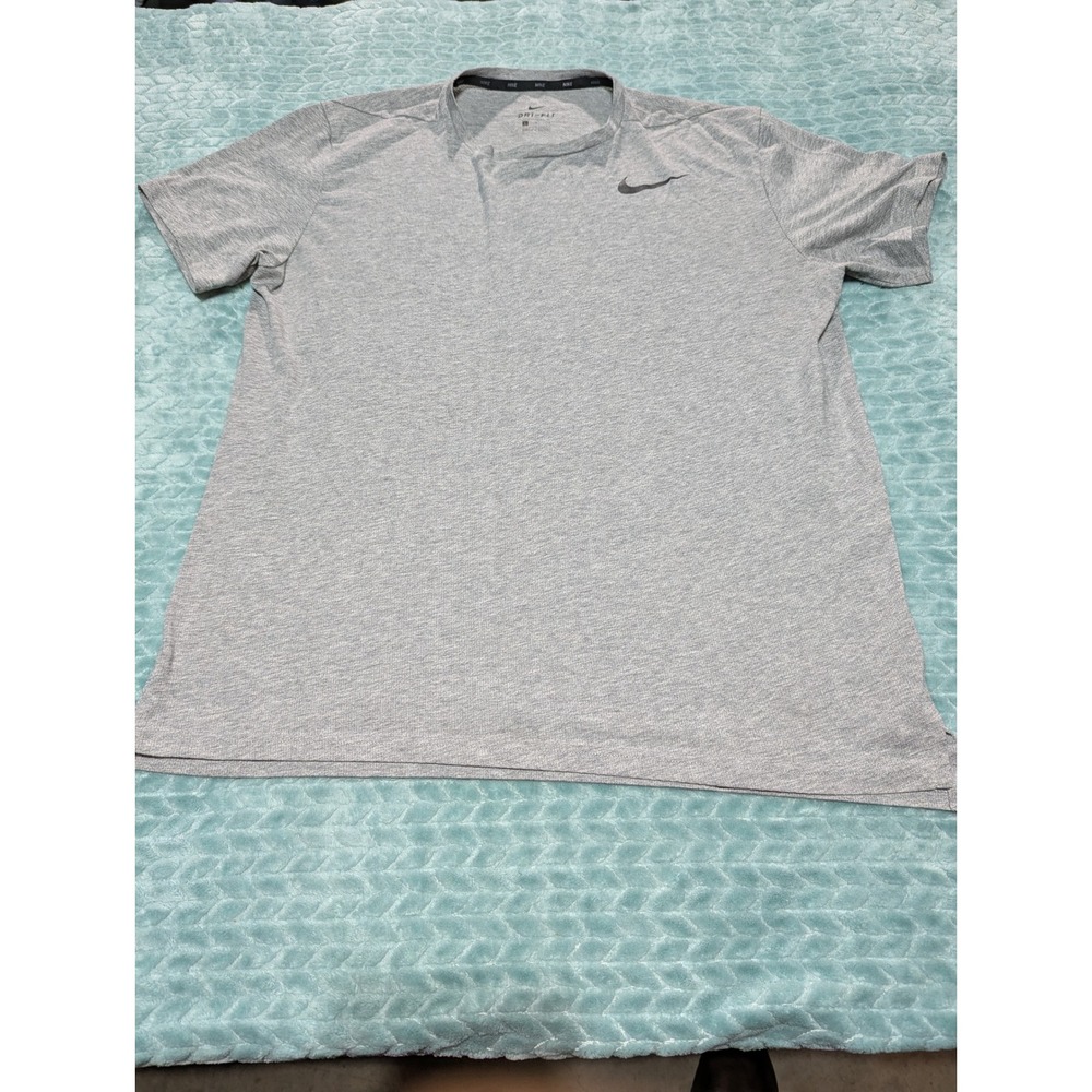 Nike Dri-FIT Mens‎ Training T-Shirt Gray Heather Short Sleeve Swoosh Logo Large